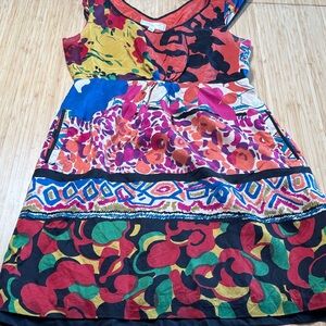 Moulinette Soeurs by Antropologie 100% Silk, Floral Multicolor Dopamine Dress